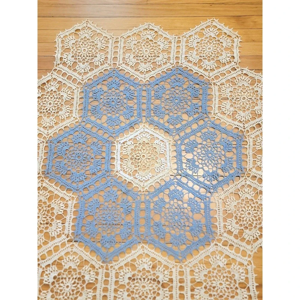 Vintage Intricate Hand-Crocheted Doily/Table Topper Approximately 44